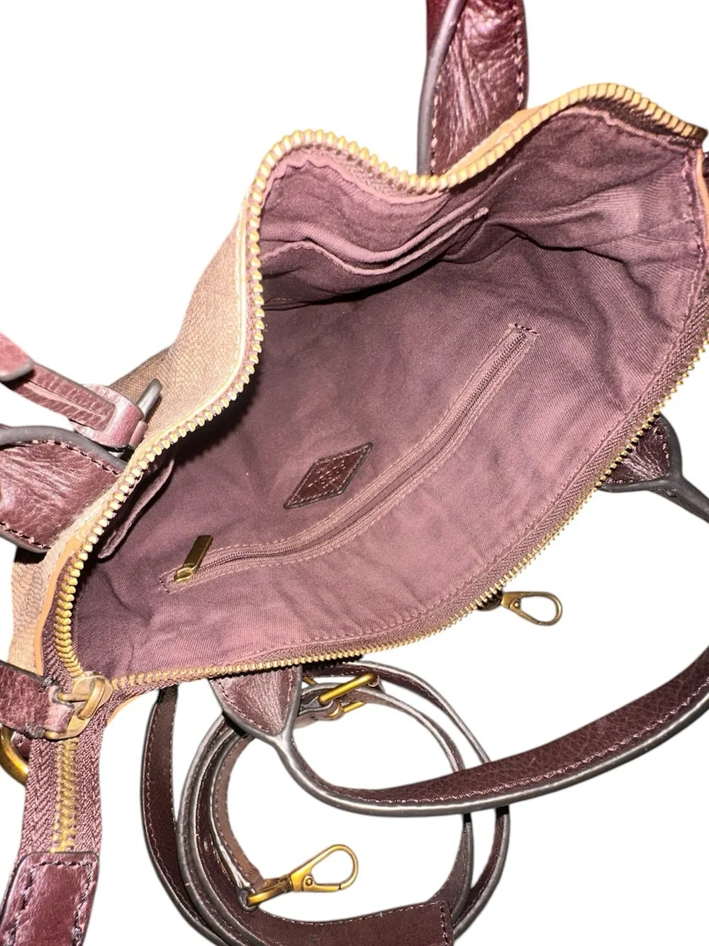 FOSSIL Emerson Satchel Golden Suede Leather Sept. 2015